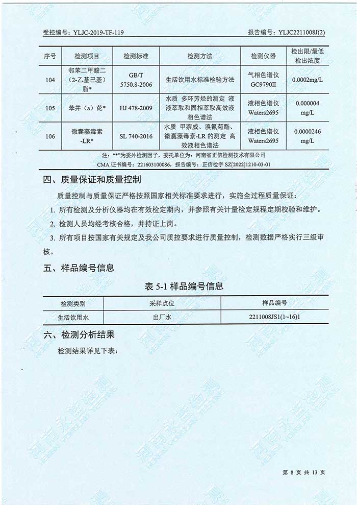 關(guān)于民權(quán)縣水務(wù)公司水務(wù)檢測(cè)報(bào)告的公示